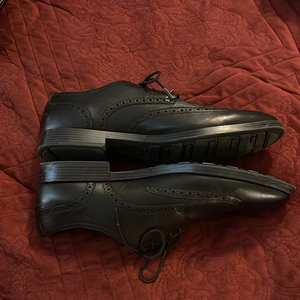 Cole Haan Men's Grand .0S Wingtip Oxford Dress Shoes Black‎ Size 12M preowned